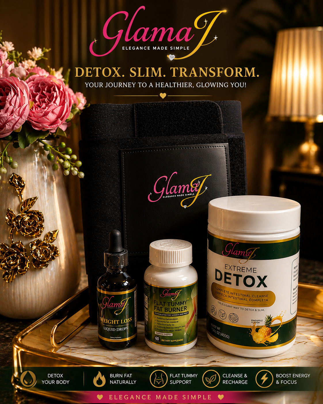 GlamaJ Snatch Kit — waist snatcher, weight loss drops, fat burner, detox